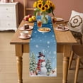 thumbnail image 2 of Dark Blue Snowman Christmas Table Runner 36 Inches Long Farmhouse Dress Scarves, Xmas Tree Snowflake Gifts Dining Tablerunner for Coffee Table/Kitchen Island/Party Décor, Small 13" x 36", 2 of 8