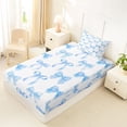 thumbnail image 4 of Manfei Blue Preppy Bow Twin Sheet Sets For Girls,Kawaii Bowtie Stripe Bedding For Kids,3 Pieces, 4 of 6