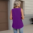 thumbnail image 3 of longantii Tank Tops for Women Summer Sleeveless Loose Fit V Neck Button Down T Shirts Basic Tee Casual Loose Trendy Clothes 2026 Purple XL, 3 of 4