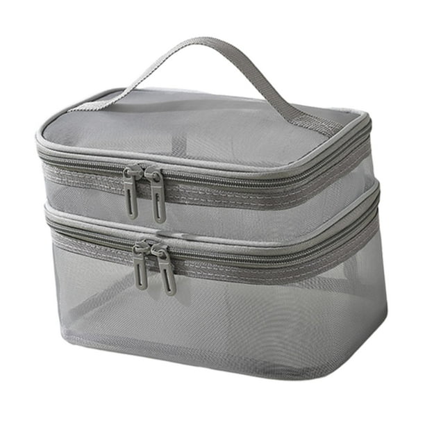 Neceser de doble capa Yuyangstore estuche de transporte compacto para accesorios de esmalte de uñas Gris