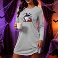 thumbnail image 3 of Stamzod House Dress for Women Halloween Print Long Sleeve T Shirt Nightgown Soft Crew Neck Short Sleep Shirt L, 3 of 7