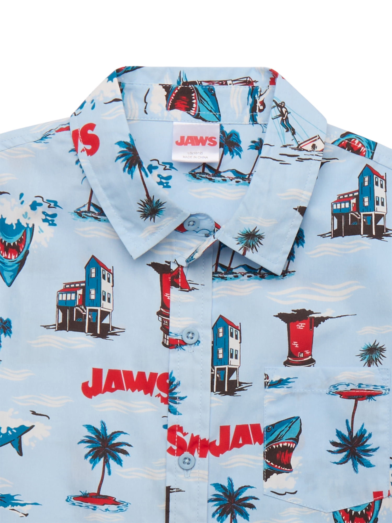 Jaws Boys' Print Button Up Shirt, Sizes 4-18