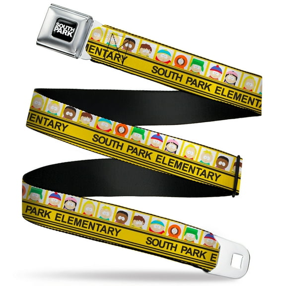 South Park Belt, Seatbelt Buckle Belt, South Park Elementary School Bus Characters Pose Yellow, 30 to 44 Inches
