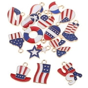 30 Pcs Keychain Necklace Usa Charms Patriotic Enamel Accessories