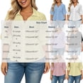 thumbnail image 3 of IUYRTFE Women's Plus Size Collared Blouse 3/4 Puff Sleeve Button Down Peplum Top, 3 of 8