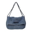 thumbnail image 3 of Denim Shoulder Bag, Large Capacity Tote, Chain Strap, Quality Texture, for Work, Travel, and Casual Outings, Blue, by FAJHHA, 3 of 8