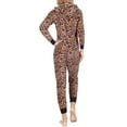 thumbnail image 3 of SofiePJ, Women's, Fun Printed Fleece Zip Up Hoodie Onesie Pajama, Leopard Tan, L, 3 of 3