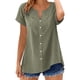 thumbnail image 2 of Craaazy Women's Relaxed Fit V Neck Blouse, Solid Color Short Sleeve Lace Trim Top, Loose Comfy Summer Tee for Work & Weekend Gifts, 2 of 9