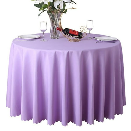 

2 Pack Round Tablecloth Solid Color Polyester Circle Table Protector Washable No Pilling Table Cover For Hotel Wedding Party Banquet Business-Light Purple-2.6m