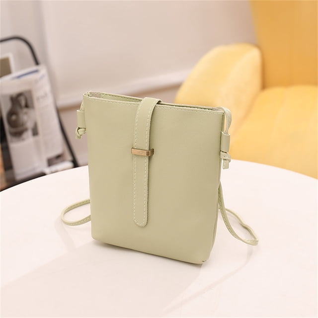 Bolsa de hombro de mensajero de moda simple para mujeres, bolso de teléfono cruzado, bolso de cubo mini, Matcha