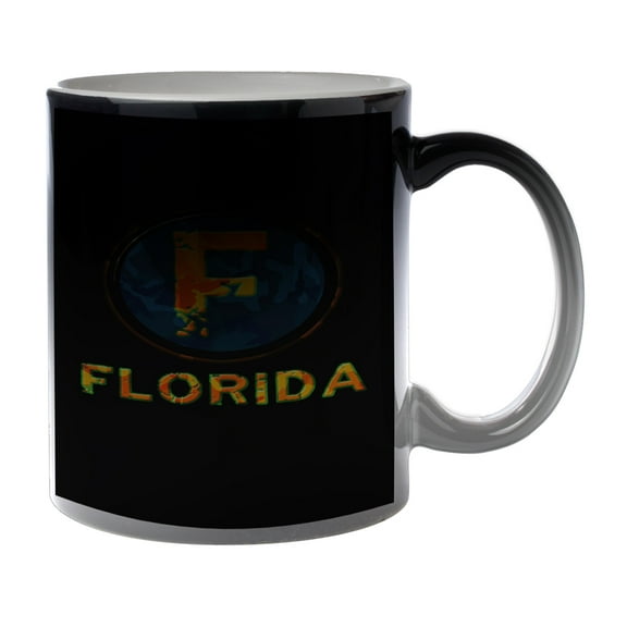 KuzmarK Black Heat Morph Color Changing Coffee Cup Mug 11 Ounce - Florida Camouflage