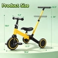 thumbnail image 3 of TNTANTS 4 in 1 Toddler Bike, Kids Tricycle for 1-5 Years Old, Toddler Tricycle for Boy Girl, Baby Balance Bike with Parent Steering Push Handle, Removable Pedal, Adjustable Seat Yellow, 3 of 12