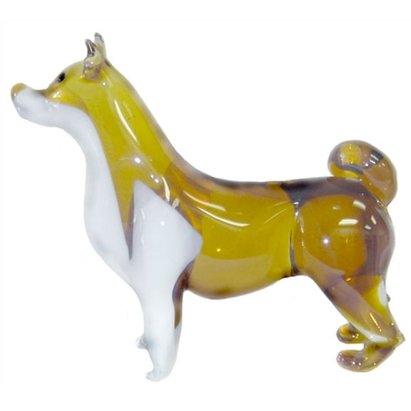 Standing At Attention White And Gold Glass Dog Figurine