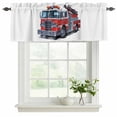 thumbnail image 2 of Fire Trucks Valances for Windows, Modern Cartoons Vehicles Light Filtering Kitchen Curtains, Rod Pocket Window Valance Curtains for Living Room Bedroom, 42" W x 18" L, 2 Panels, 2 of 9