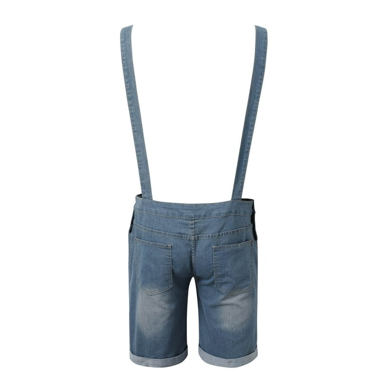 Jean Shorts for Men Fashion Loose Classic Summer Bib Overall Jean
