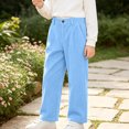 thumbnail image 6 of hotojiny Girls Corduroy Pants Casual Loose Wide Leg Kids Trousers with Pockets Comfy Pull on Plain Uniform Pants(Blue,5-6 Years), 6 of 8