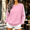 thumbnail image 2 of NominalSnug Womens Fleece Lined Crew Neck Sweatshirts Long Sleeve Stripe Pullover Tops Loose Fit Fall Outfits, 2 of 8