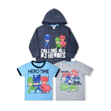 Comfy Hoodie Set - PJ Masks Calling All Heros Hoodie with Graphic Tees, 3-Piece Set (Little Boys)