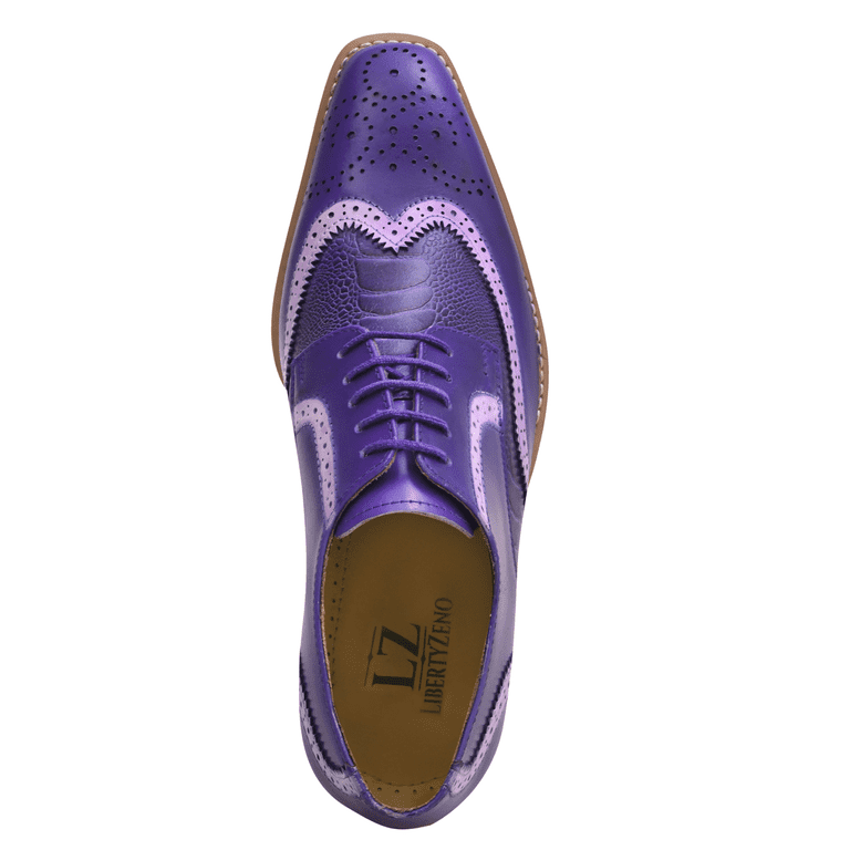 LIBERTYZENO Mens Casual Ostrich Skin Print Genuine Leather Adult Wingtip  Lace Up Oxford Dress Shoes Purple 13 - Walmart.com