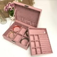 thumbnail image 2 of EHJRE Velvet Double Layer Jewelry Storage Display Box Showcase Container Organizer Korea Pink, 2 of 9