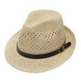 thumbnail image 1 of Unisex Straw Cowboy Hat - Summer Sunscreen Beach Cap, Polyester Braided, One Size, Fashionable Casual Accessory, 1 of 2