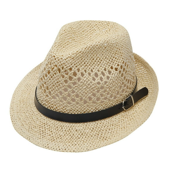 Clearance! Fdelink Sun Hat Sun UV Protection Hat Adult Unisex Summer Fashion Sunscreen Straw Cap Beach Casual Cowboy Hat Beige