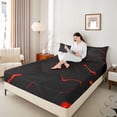 thumbnail image 4 of Homewishmodern Style Twin Sheet Sets,3D Geometric Artistic Twin Fitted Sheet,Red Black Flat Sheet For Girls Boys,Microfiber Bedroom Decor,3pcs, 4 of 7