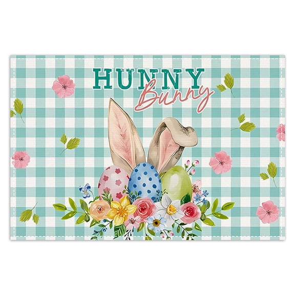 nvzhuang Easter Placemats Bunny Egg Wreath Placemat for Kitchen Dinner Holiday Party Decor