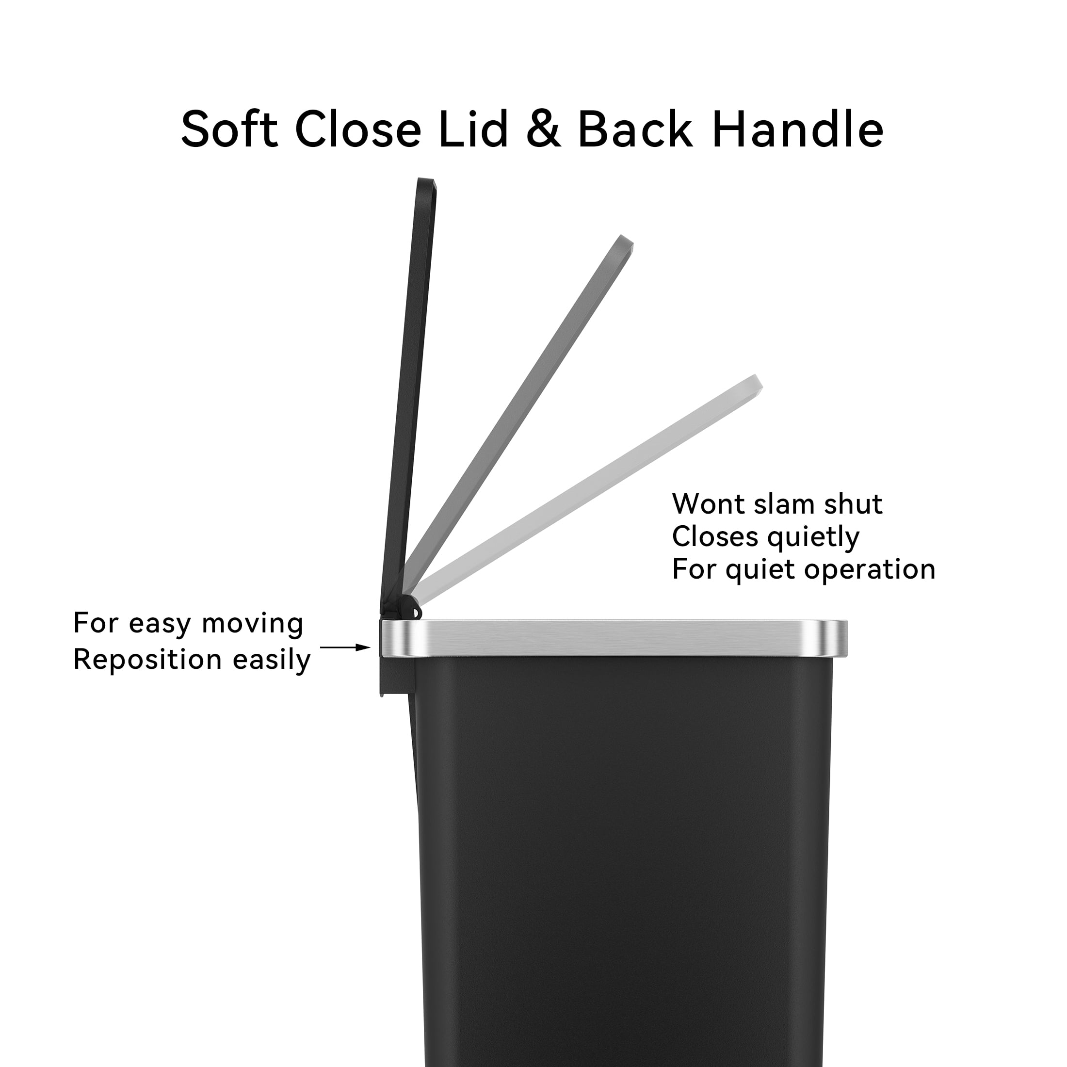 (2 pack) Better Homes & Gardens Bedroom / Office Trash Can, 2.5 Gallon Small Plastic Step Garbage Bucket Bin with Soft Close Lid, Black