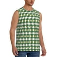 thumbnail image 2 of Pofeuu Light Green Squares Print Men's Muscle T-Shirt, Sleeveless, Muscle Tank, Classic Muscle Tee Top For Men Casual Sleeveless Muscle T-Shirt Trendy Clothes-3X-Large, 2 of 7