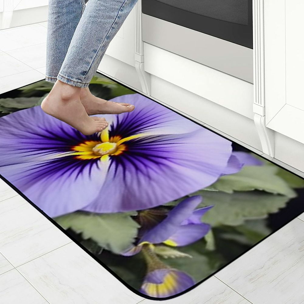 Heduofu Decorative Door Mat, Door Mat with Non-Slip Rubber Backing, Easy Cleaning, Traps Dirt, Rug for Entry, Patio, Garage  - Pansy Viola Violet Violet Plant Flowers Flora 19.68*47.24 in