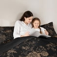 thumbnail image 5 of Feelyou Black Gold Flower Full Size Comforter Sets, Retro French Floral Bedding Comforter Set, Countryside Theme Reversible Bedding Sets, Super Cozy Room Decor, 3-Piece, 5 of 8