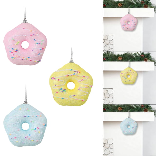 Decoraciones Navideñas para Árbol de Navidad: Mini Pasteles Helados de La Serie Macaron Color | Accesorios Colgantes | Material de Espuma | Azul Claro | 10 X 9,5 X 4 Cm | 1 Unidad