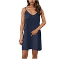 thumbnail image 2 of Ovzne Robes Grande Taille pour Femmes Rondes Robe de Plage Mode Féminine Couleur Unie Bretelles Robe Col en V Ample et Confortable Robe Maxi Grande Taille Liquidation, 2 of 7