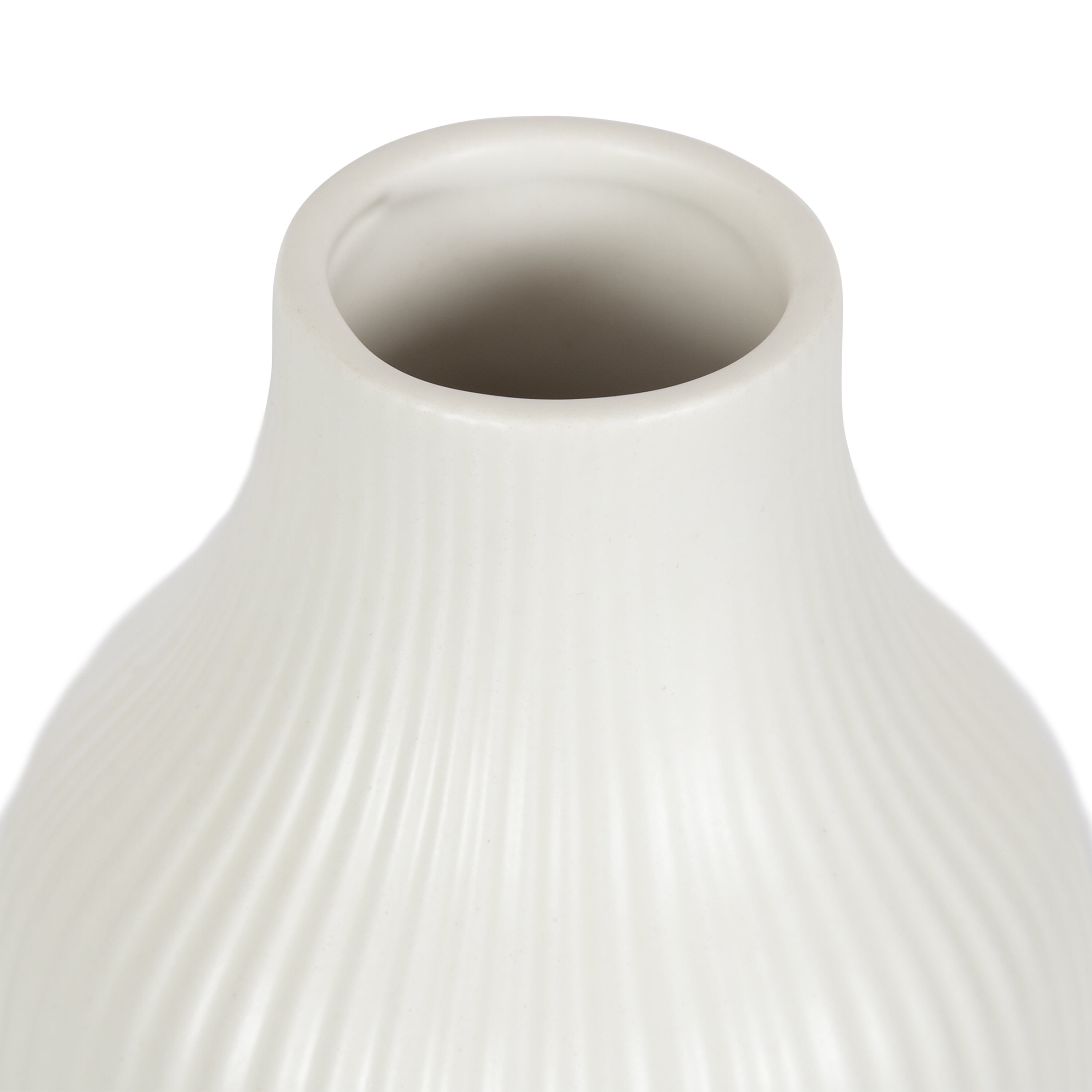 Better Homes & Gardens Ribbed Ceramic Vase, 8.5", Cream