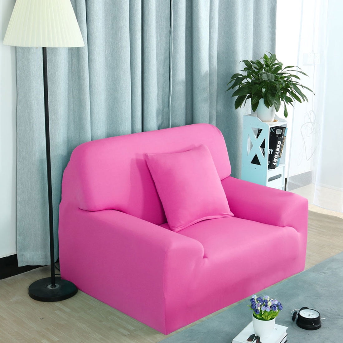 PiccoCasa 1 Seater Sofa Slipcovers Stretch Couch Covers Pink Small