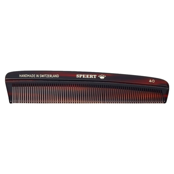 Speert #40 Acetate Tortoise Hairdressing Comb Men Women Thick Thin Curly Straight Hair Slick Styling Handmade in Switzerland