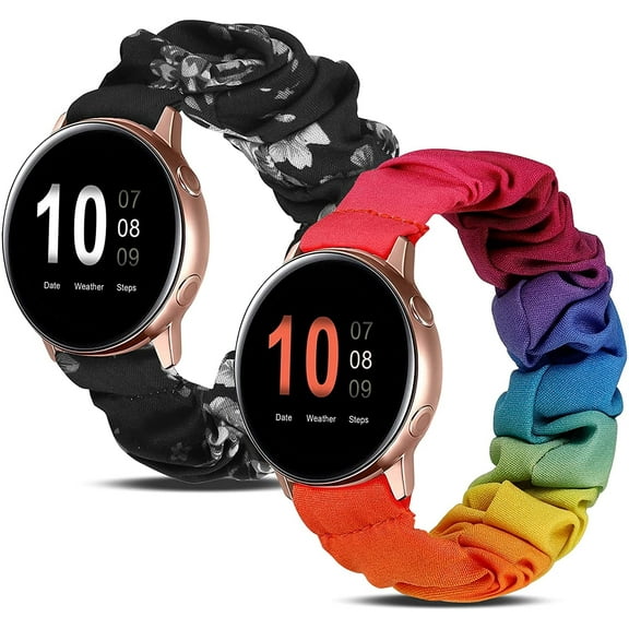 Wearlizer 2 Packs Compatible with Samsung Galaxy Watch 7 6 5 4 FE 40mm 44mm/Watch 6 Classic/Watch 5 Pro/Watch 4 Classic/Active 2/Watch 3 41mm Women, 20 mm Elastic Watch Bands