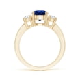 thumbnail image 2 of ANGARA Lab Grown 1.6 Ct Three Stone Blue Sapphire & Lab Diamond Ring for Women in 14K Yellow Gold (Size-7mm) | September Birthstone, Anniversary, Jewelry Gift for Women | Lab-Grown Blue Sapphire Ring, 2 of 7