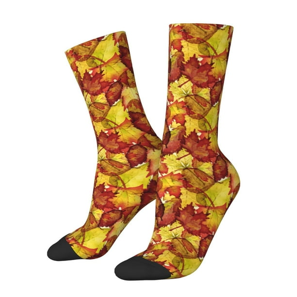 Balery Autumn Mosaic Maple Leaves Calcetas Largas con Estampado para Hombre y Mujer – Suaves y Transpirables, Talla Única (US 5-11)