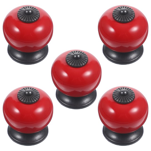 MasteelfCA 5 Pcs Poignées Rondes en Céramique pour Tiroir de Placard de Cuisine (Rouge)