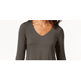thumbnail image 2 of JM Collection Women's V Neck Handkerchief Hem Top Brown  Size Small, 2 of 3