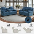 thumbnail image 3 of Golden Furniture 2 Pieces Recliner Sofa Set, Fabric Recliner Sofa and Loveseat Sets for Living Room Furniture Sets, Blue Reclining Sofa Set for Living Room/Office/Theater Seating, 3 of 5