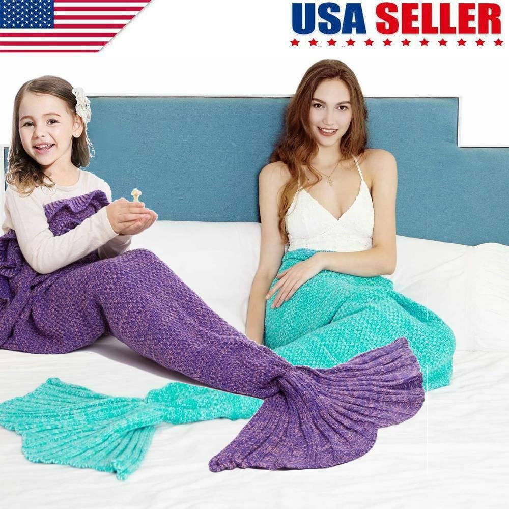 UK Seller Mermaid Fish Tail Blanket Lounge Gift Present Girls Womens Child Adult 