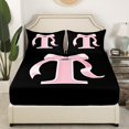 thumbnail image 3 of Erosebridal Kawaii Initial Letter Sheet Set King, Monogrammed I Bedding Sets King Size, Ribbon Cow Reversible King Sheet Sets, Ultra Soft Bedroom Decoration, 4 Pieces, 3 of 7