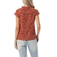 thumbnail image 3 of INSPIRE CHIC Valentine's Day Women's Floral Blouse Short Cap Sleeve Chiffon Casual Ruffle Tops S Red, 3 of 6