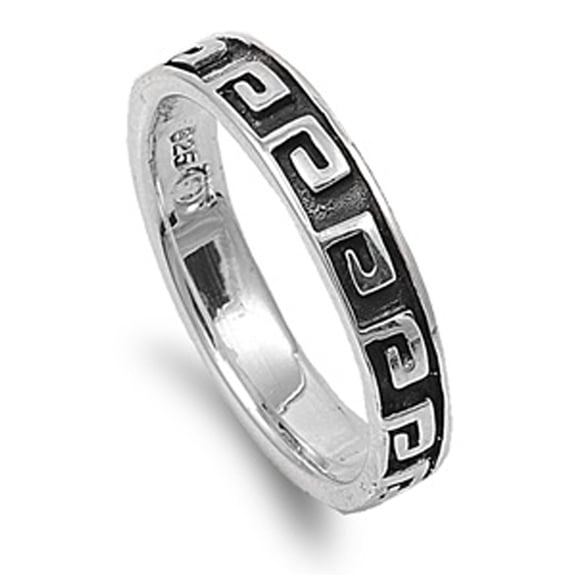 Oxidized Greek Key Eternity Stackable Ring .925 Sterling Silver Band Jewelry Female Male Size 8