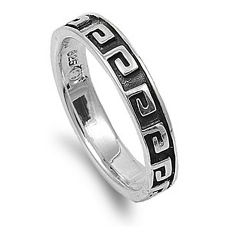 925 Sterling Silver Greek Key - Oxidized Greek Key Eternity Stackable Ring ( Sizes 5 6 7 8 9 ) .925 Sterling Silver Band Rings by Sac Silver (Size 8)
