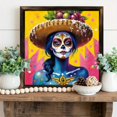8x8 Inch Framed Wood Wall Art, Sugar Skull Woman with Fruit Hat ...