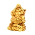 thumbnail image 1 of GUOOL Laughing Buddha Statue Resin Figurine Bookshelf Table Centerpiece Money Frog Golden, 1 of 9